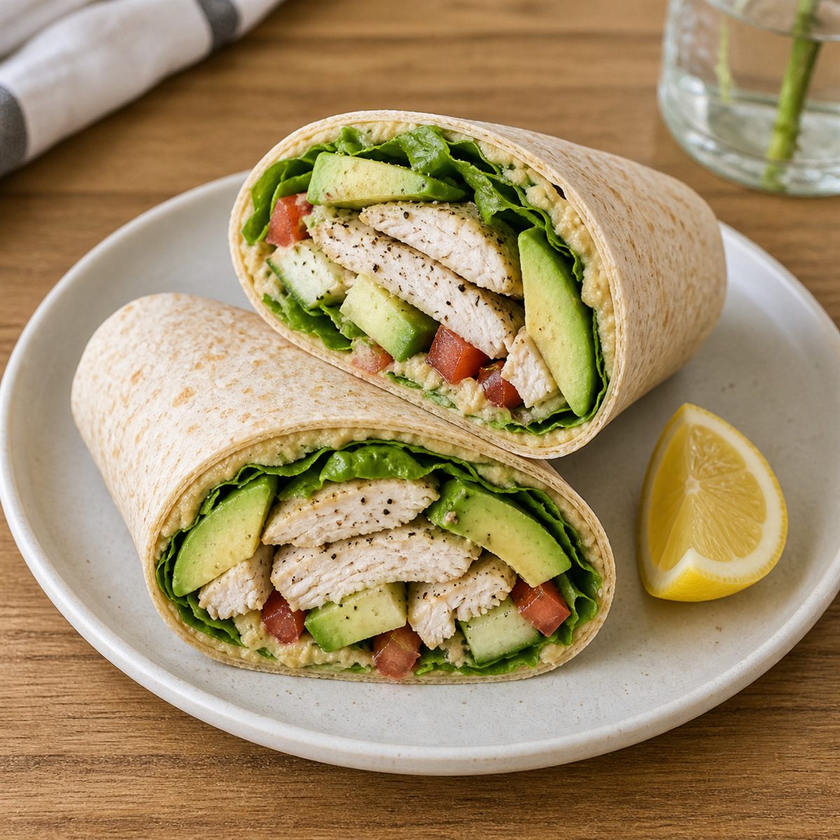 10-Minute Chicken Avocado Hummus Wrap