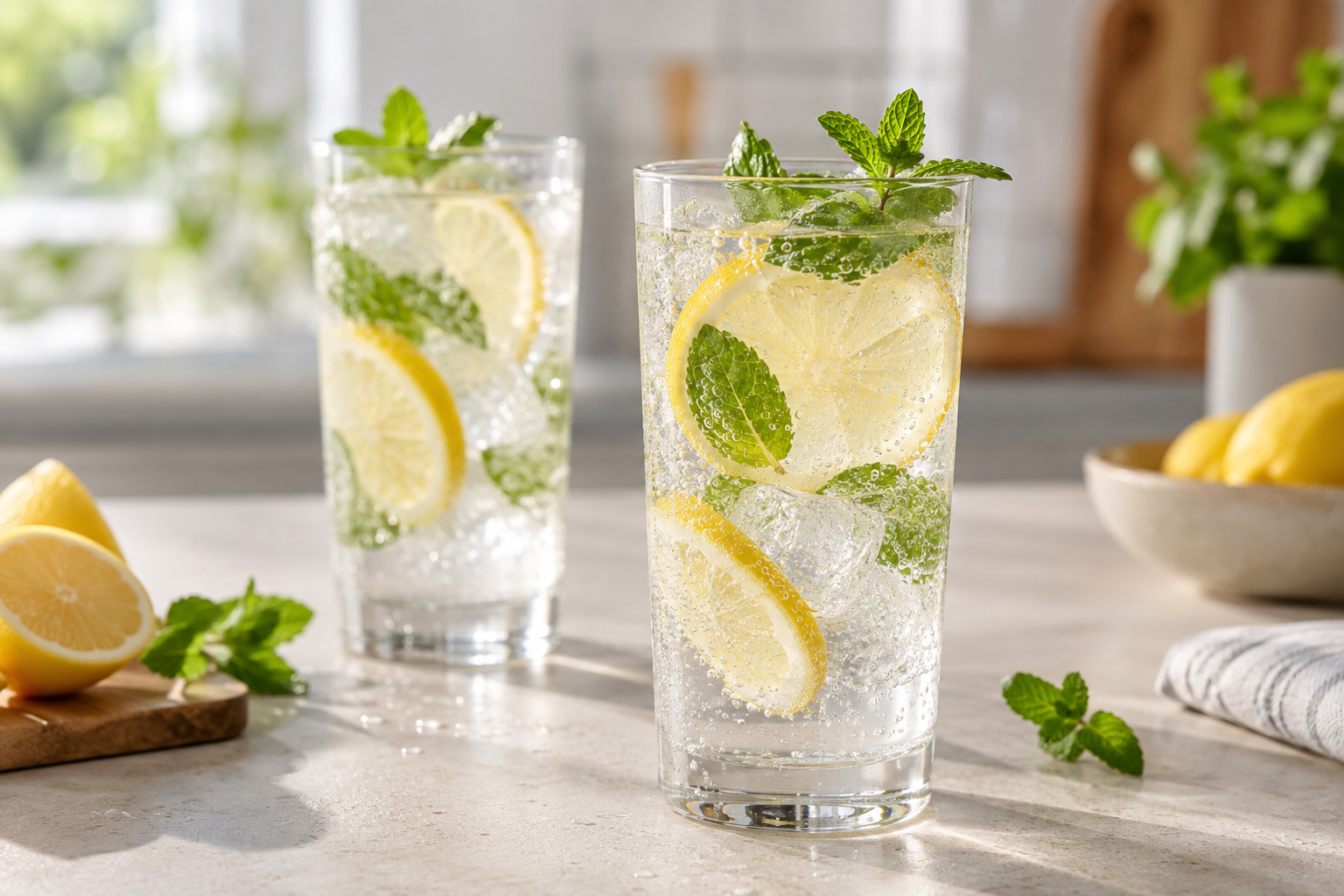 Sparkling Lemon–Mint Water