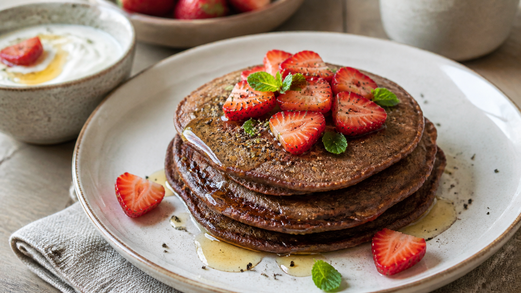Strawberry Pepper Ragi Pancakes
